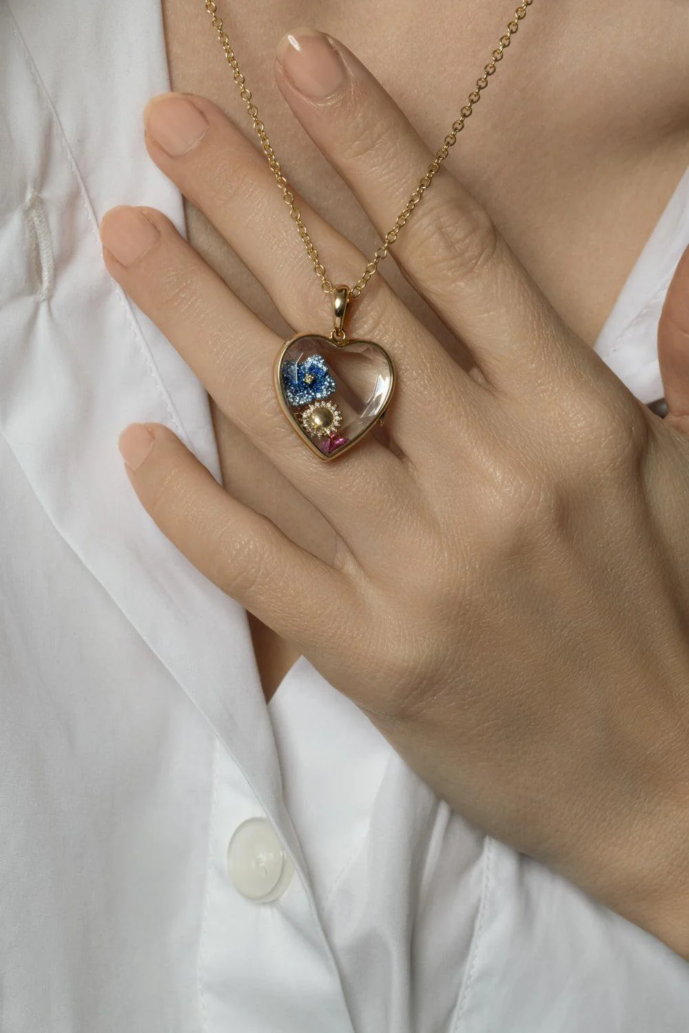Heart Large Locket Rolo Chain Necklace - Image 3