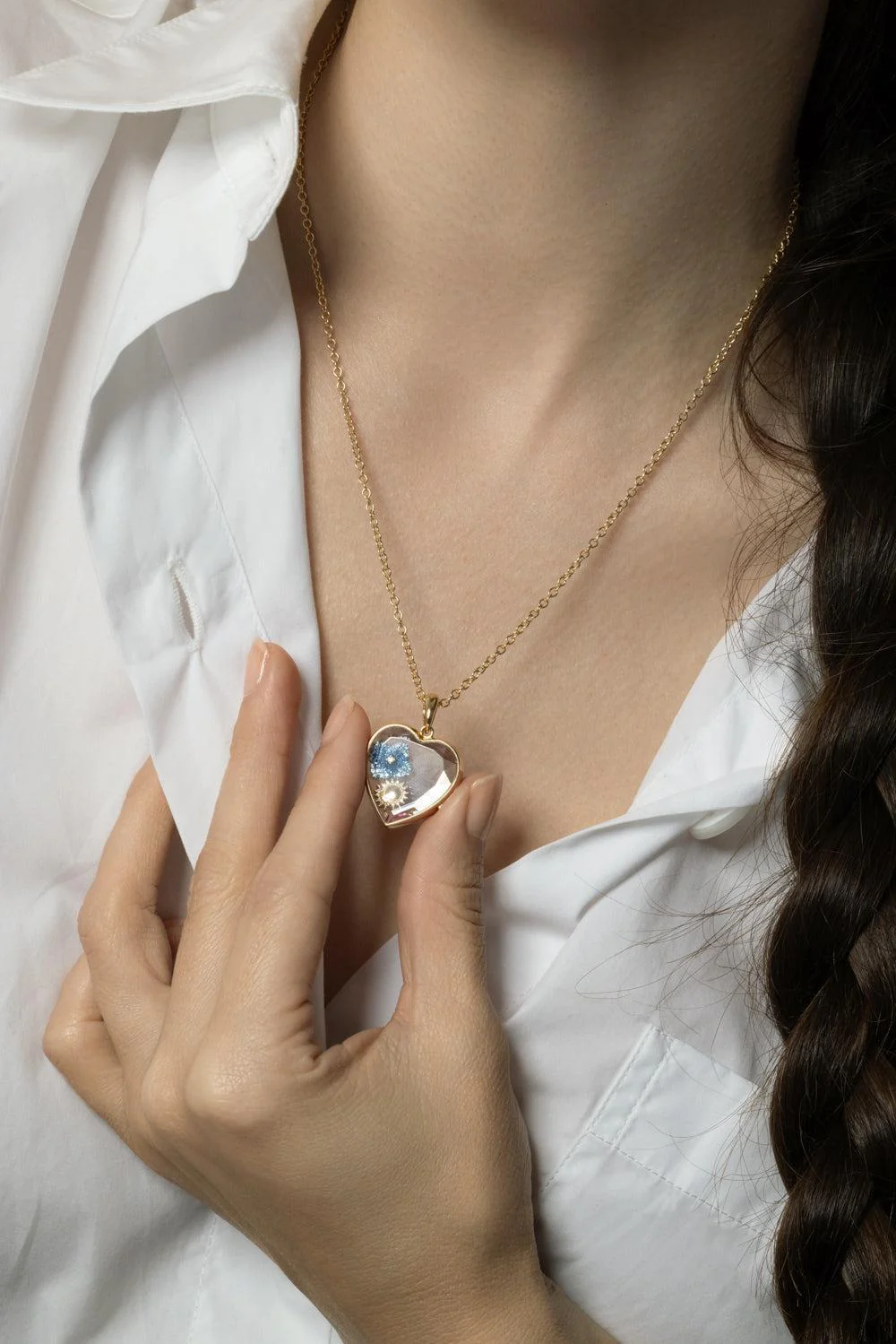 Heart Large Locket Rolo Chain Necklace - Image 4