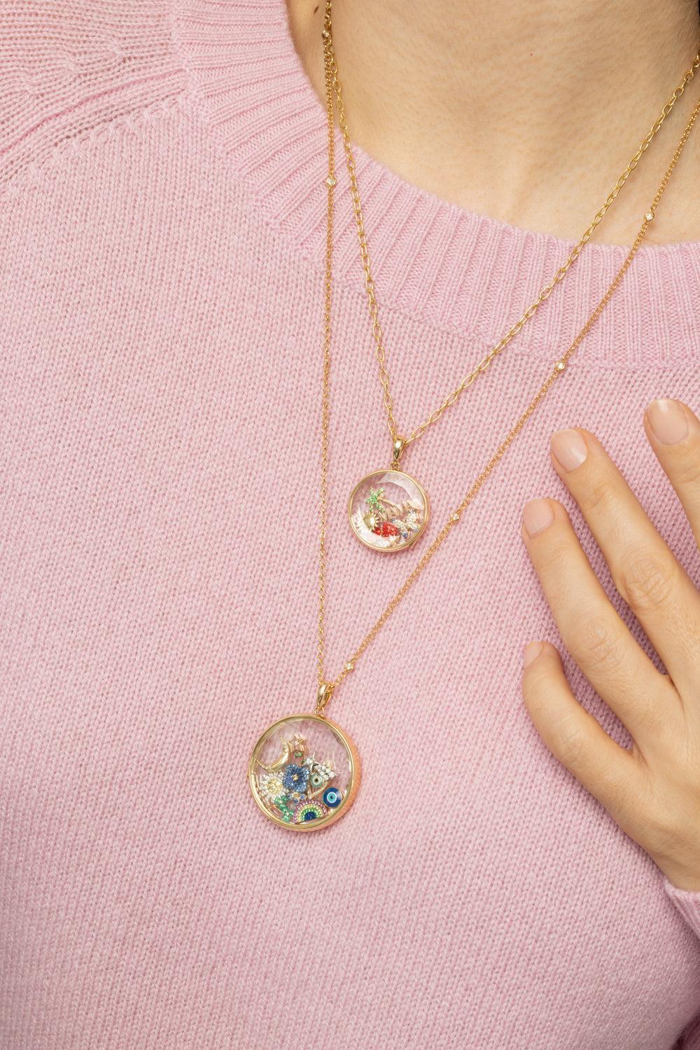 Large Round Locket Pendant Necklace - Image 4
