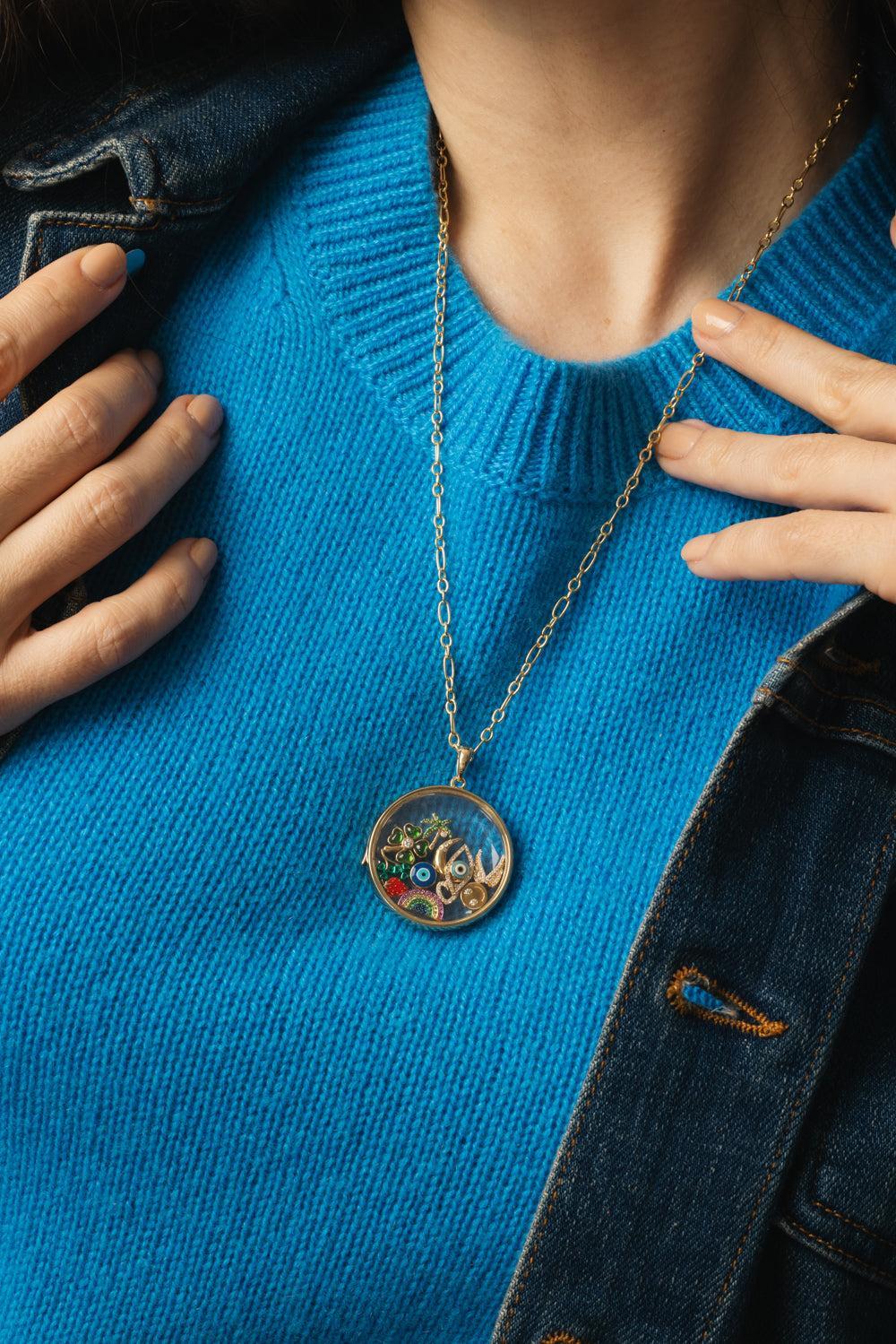 Large Round Paperclip Locket Necklace - Image 4