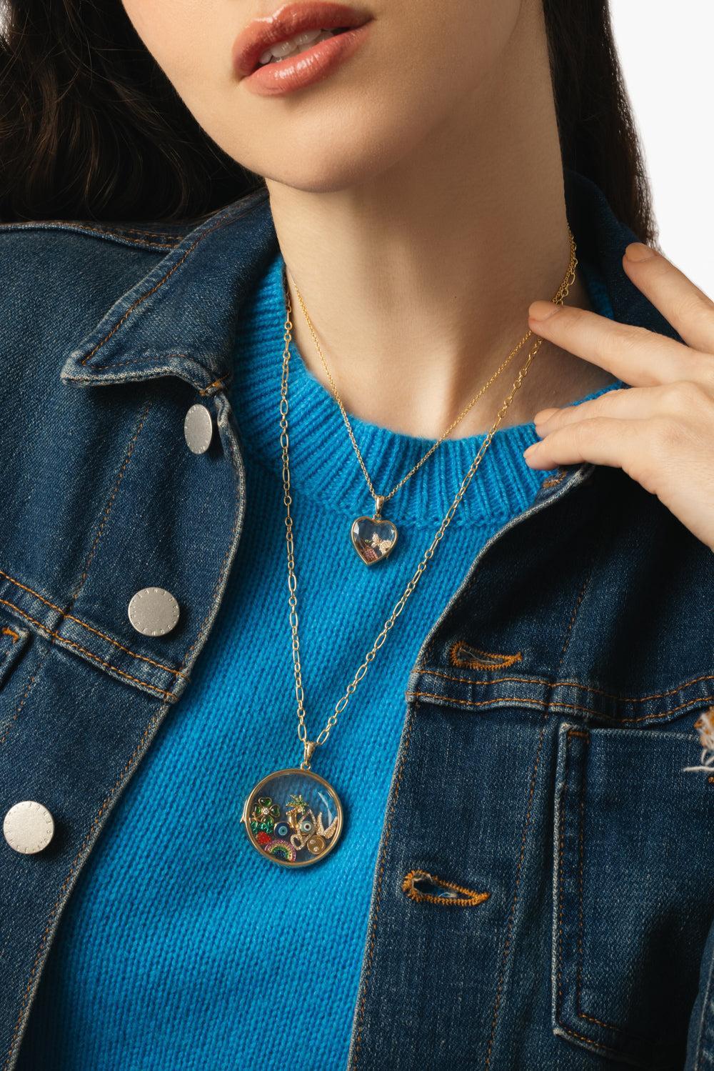 Large Round Paperclip Locket Necklace - Image 5