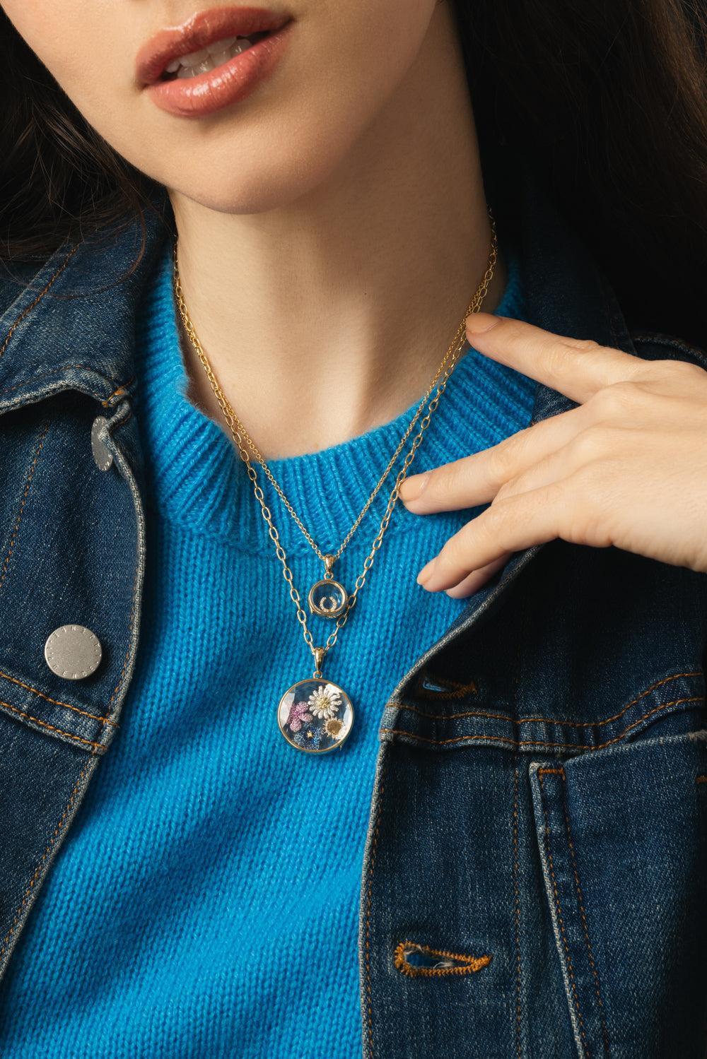 Mini Round Super Fine Rolo Locket Necklace - Image 2