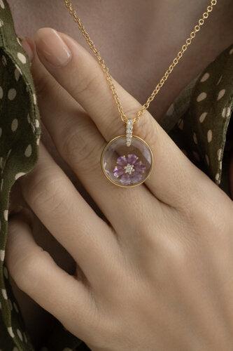 Pink Sapphire Full Bloom Charm - Image 3