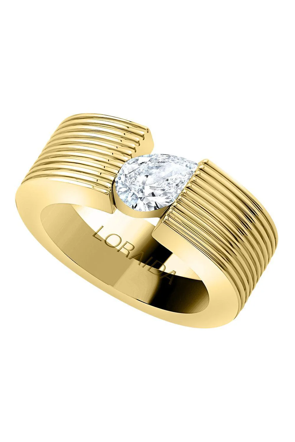 Diamond Pear Orbit Pinky Ring