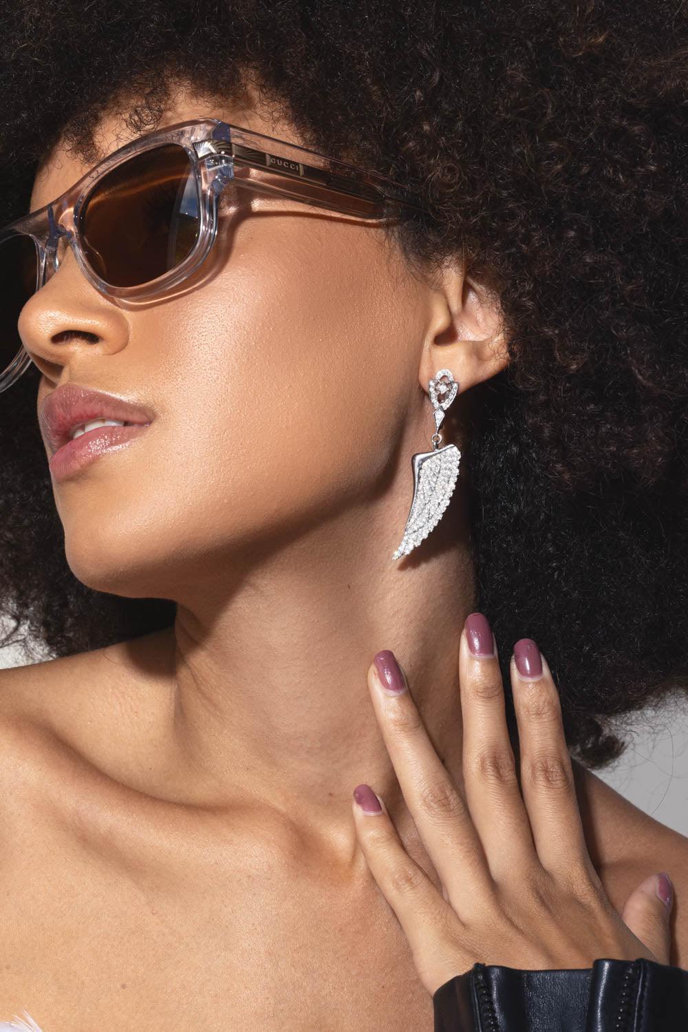Diamond Angel Wing Earrings - Image 3
