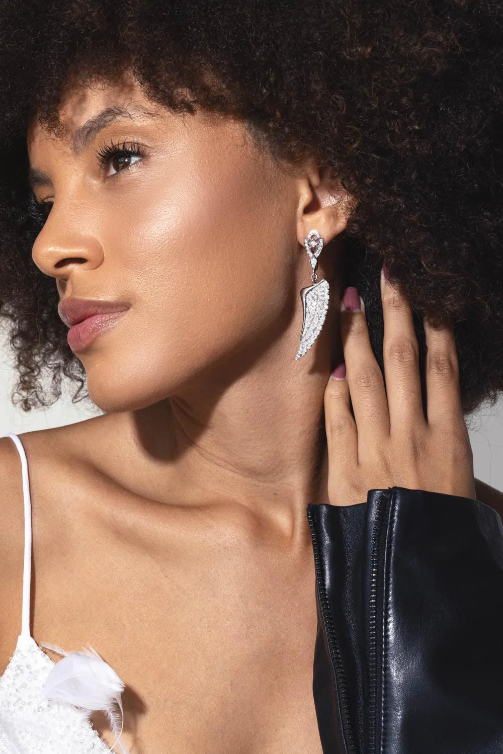 Diamond Angel Wing Earrings - Image 4