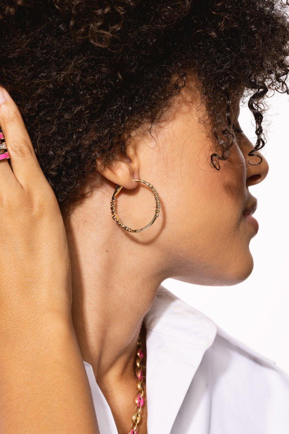 Diamond Hinged Hoop Earrings - Image 3