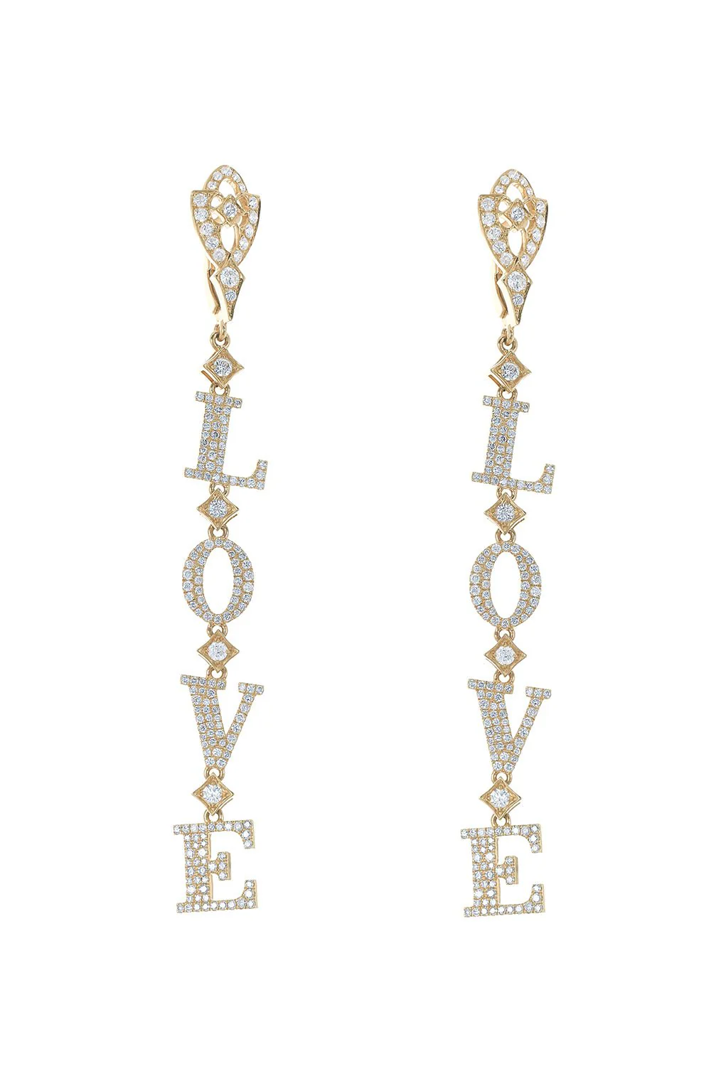 Diamond Love Drop Earrings