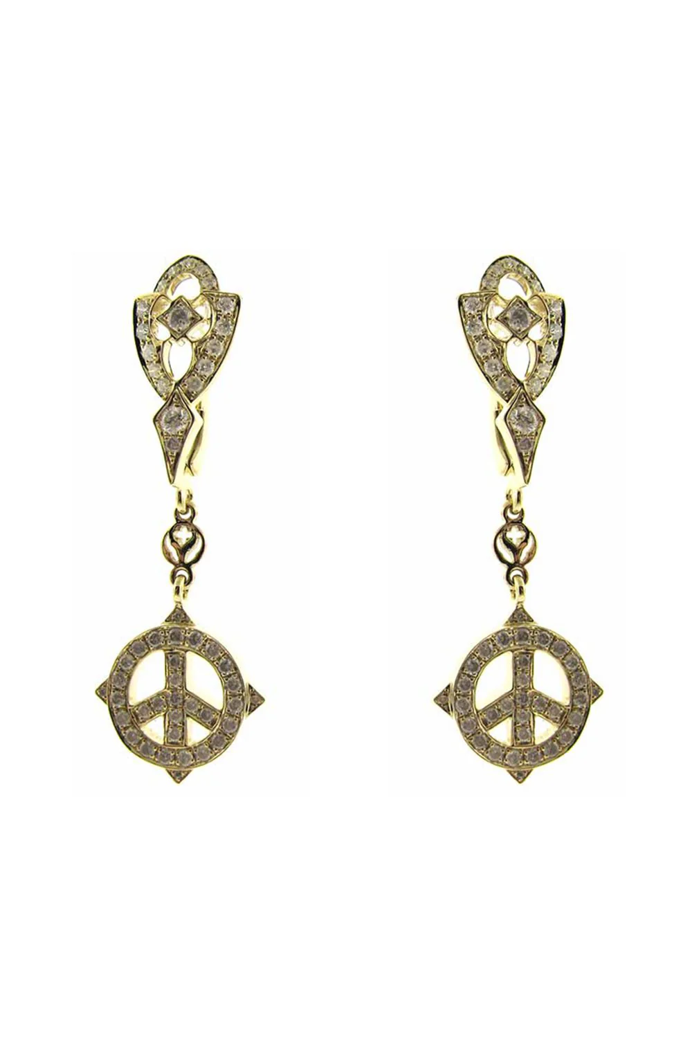 Diamond Peace Drop Earrings