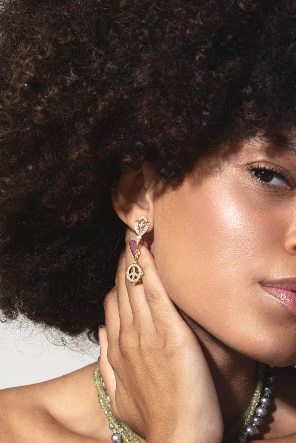 Diamond Peace Drop Earrings - Image 2