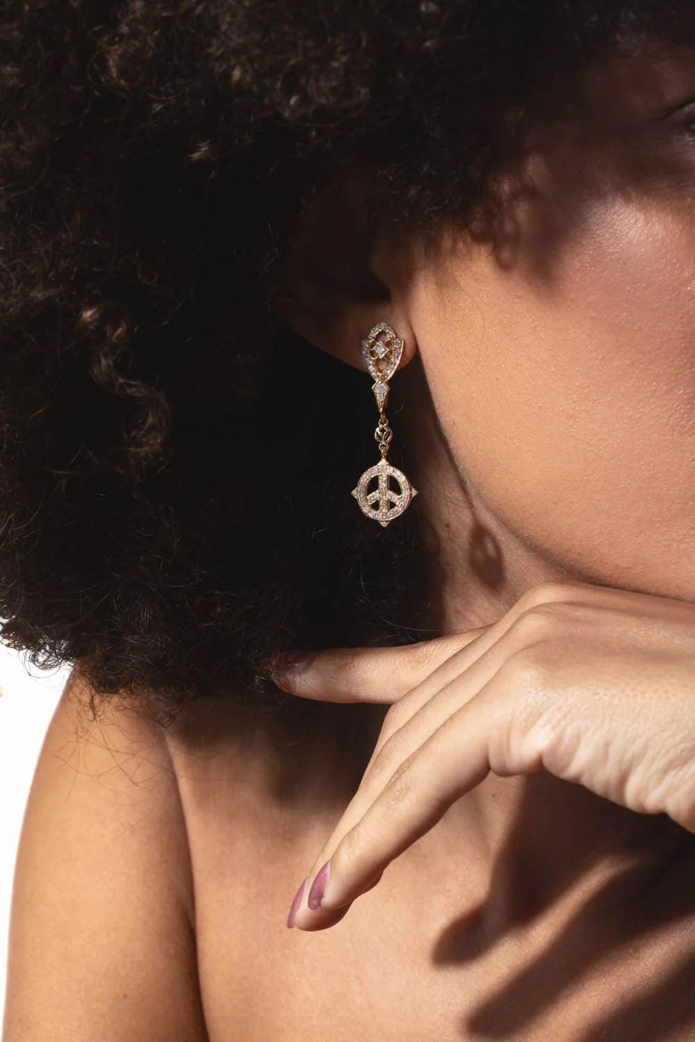 Diamond Peace Drop Earrings - Image 3