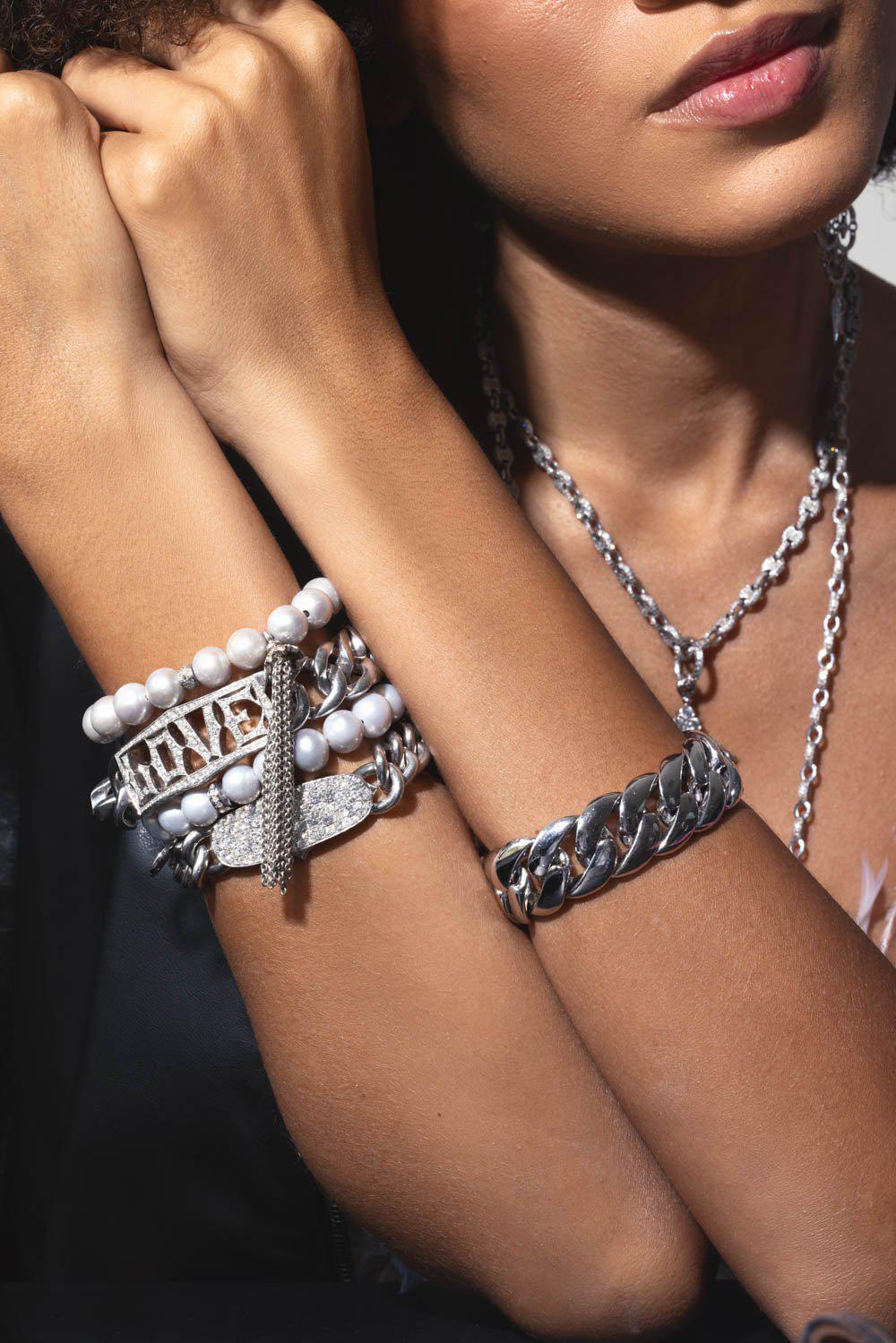Diamond Pearl Tassel Bracelet - Image 2