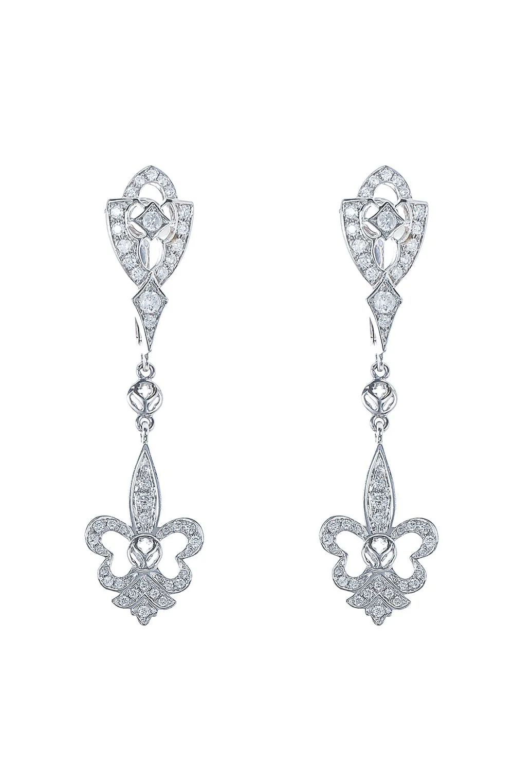 Diamond Royal Fleur De Lis Earrings