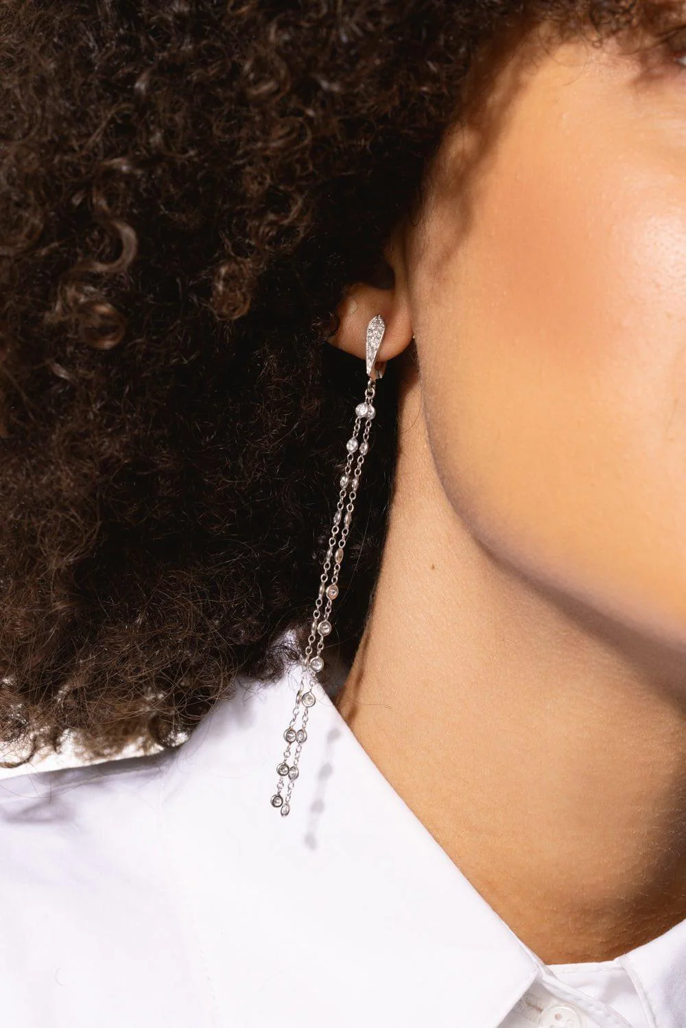 Double Round Diamond Drop Earrings - Image 4