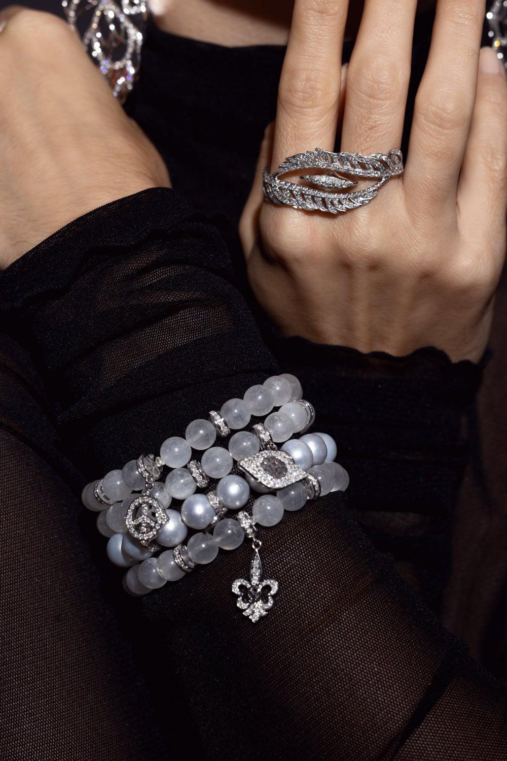 Evil Eye Moonstone Beaded Bracelet - Image 2