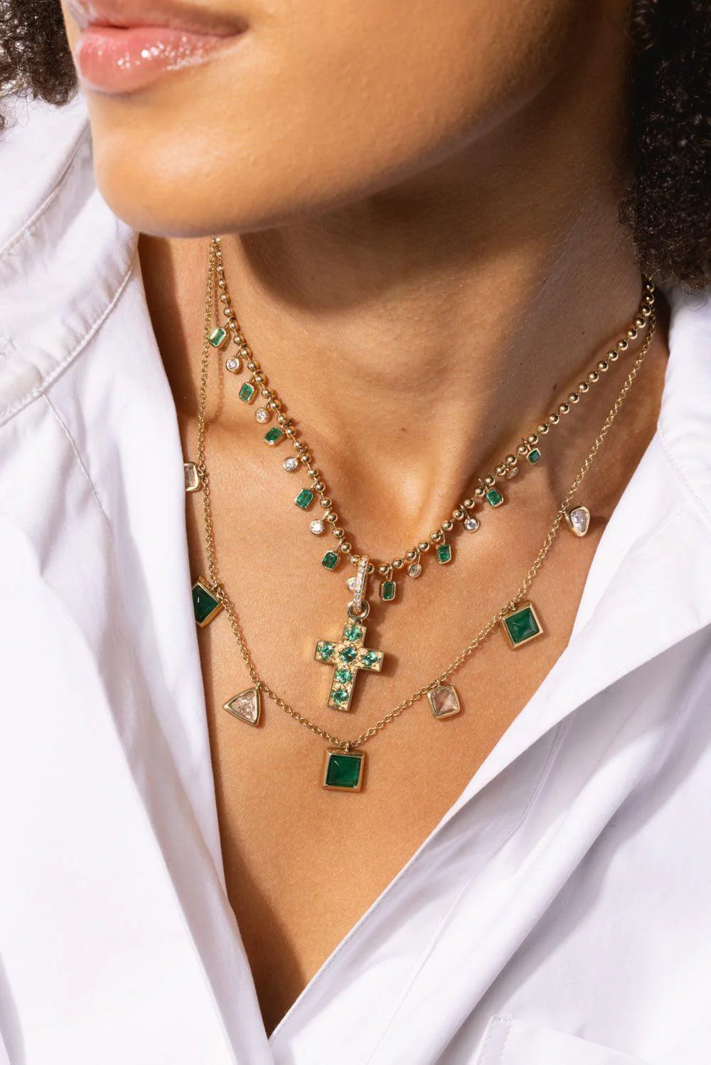 Large Emerald Cross Pendant - Image 4