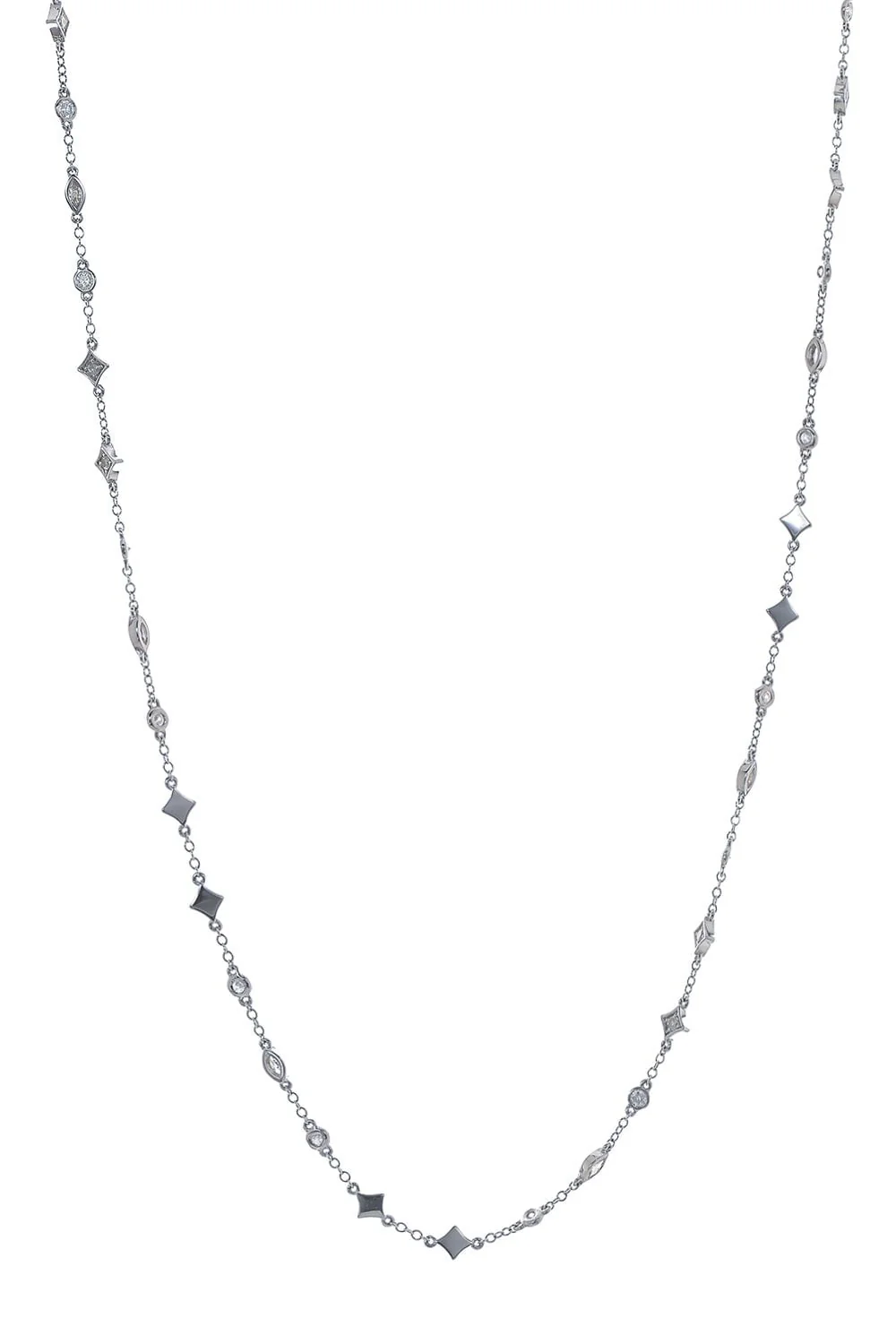 Mix Shape Diamond Station Necklace