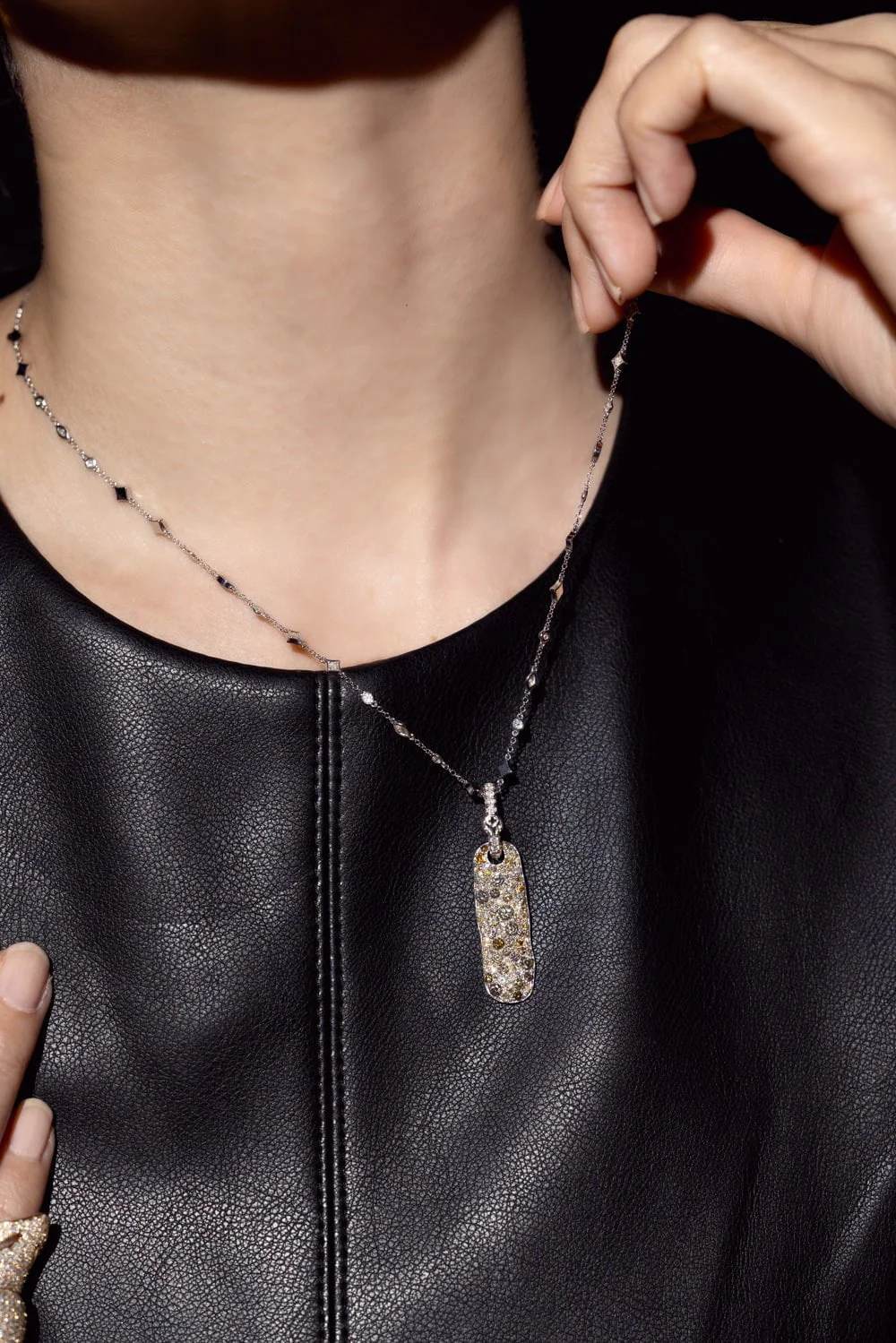 Mix Shape Diamond Station Necklace - Image 2