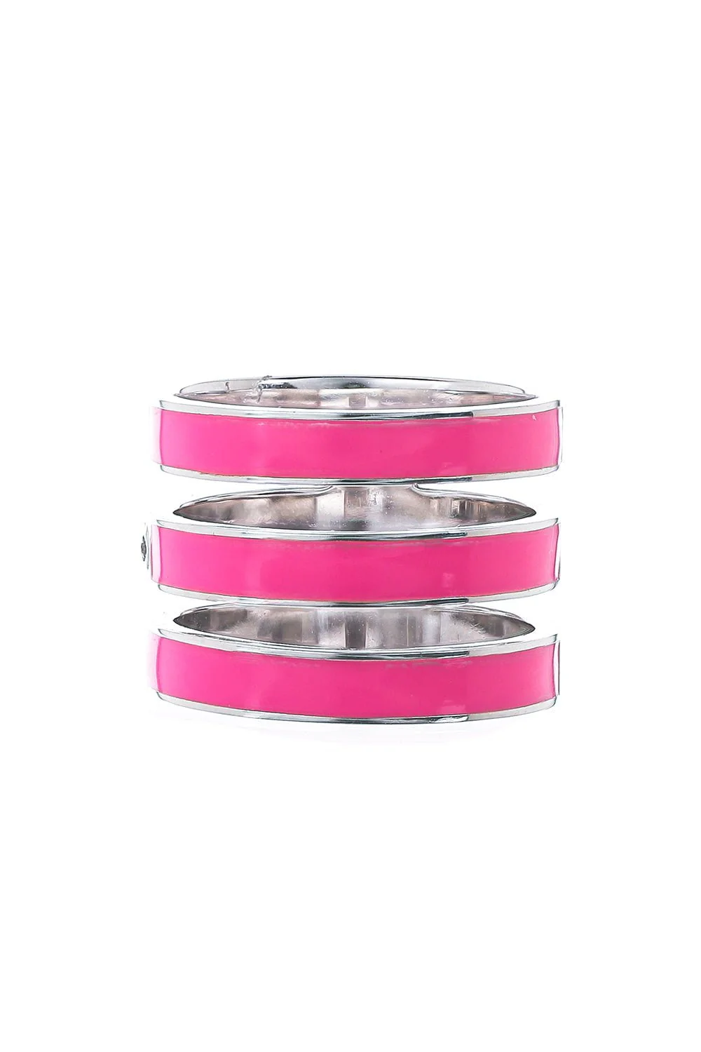 Pink Enamel Triple Band Ring