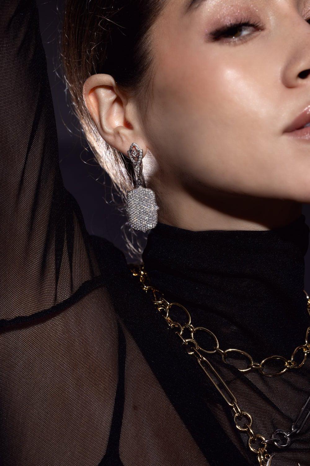Recatangle Drop Earrings - Image 2