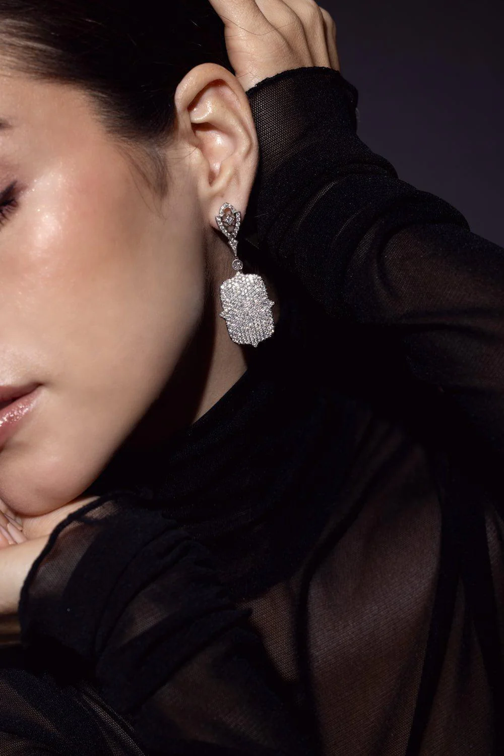Recatangle Drop Earrings - Image 3