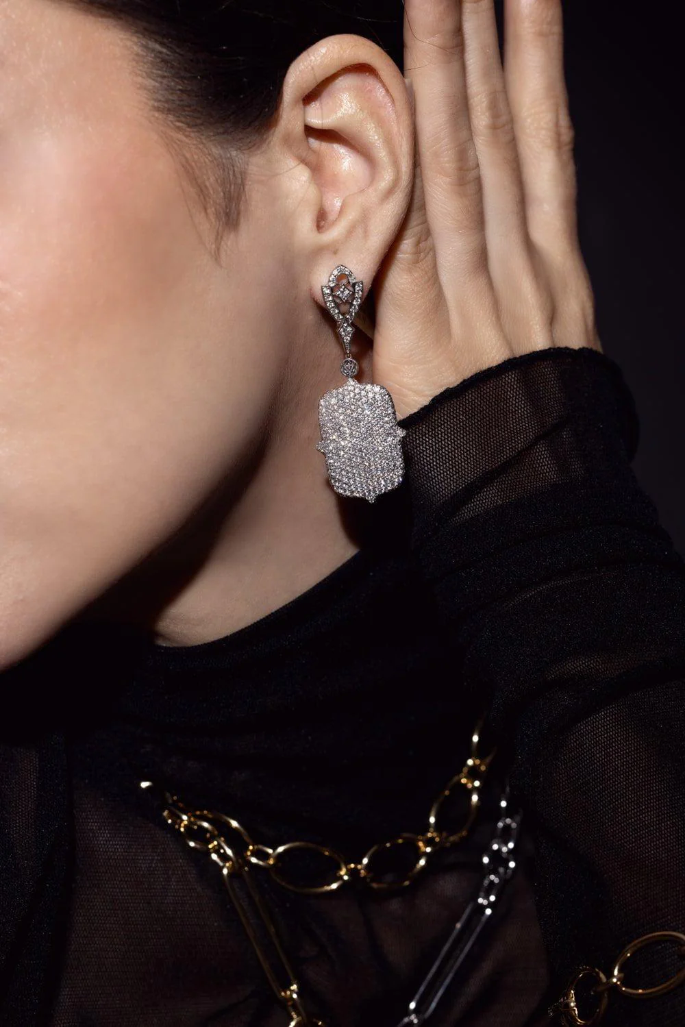 Recatangle Drop Earrings - Image 4