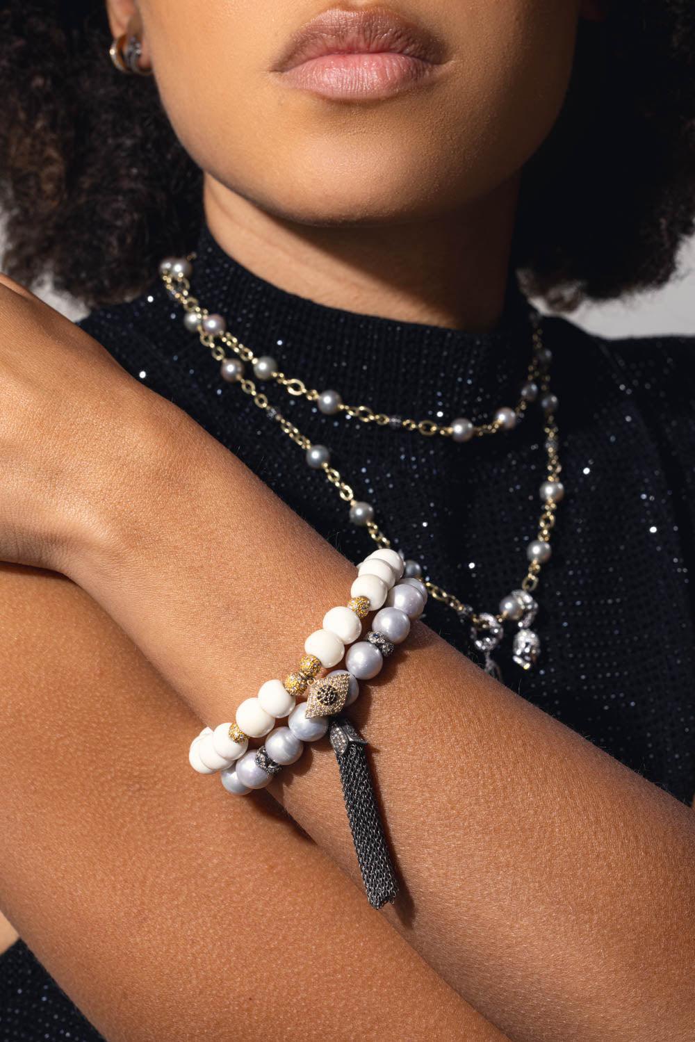 Round Pearl Tassel Bracelet - Image 2