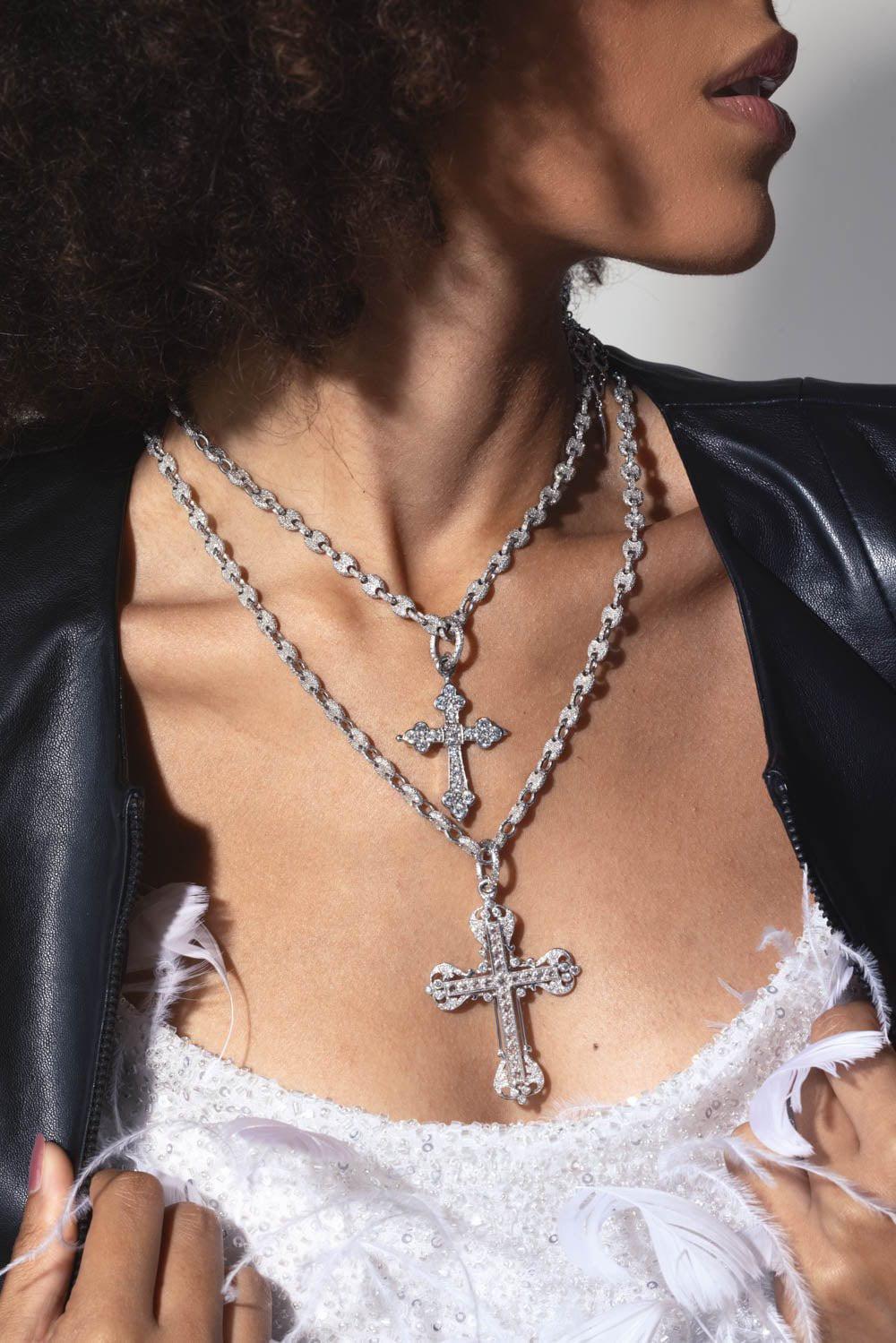 Small Diamond Cross Pendant - Image 3