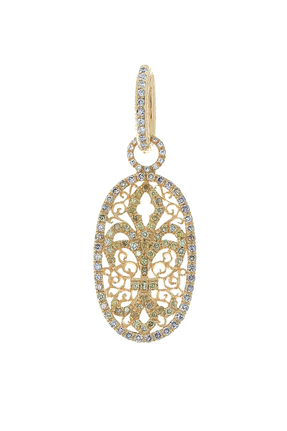 Small Diamond Oval Fleur De Lis Charm