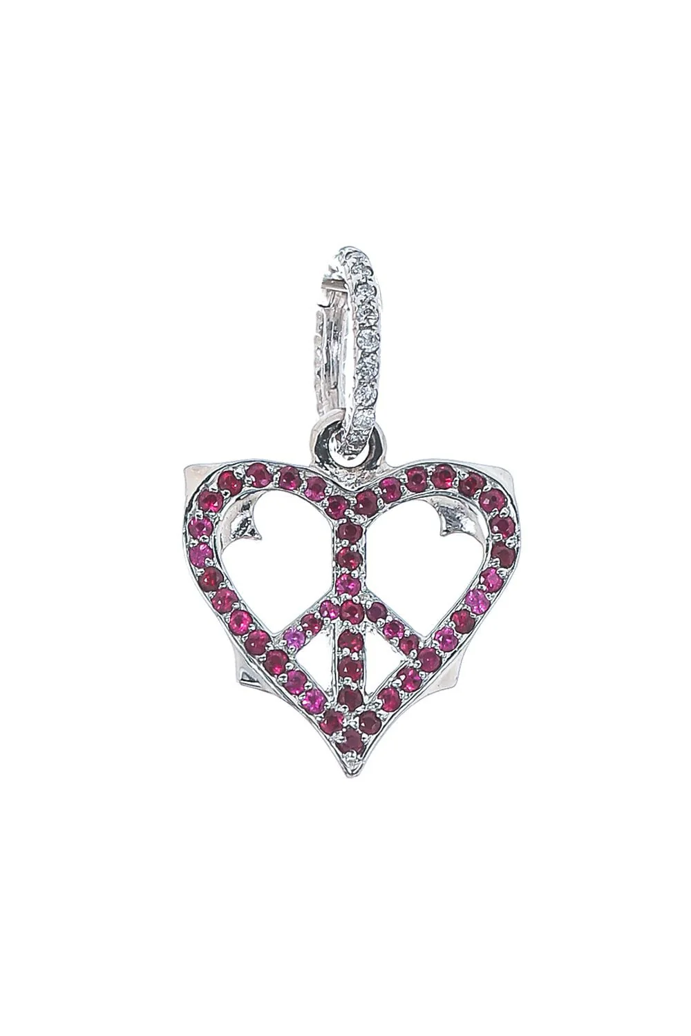 Small Diamond Ruby Peace Heart Charm