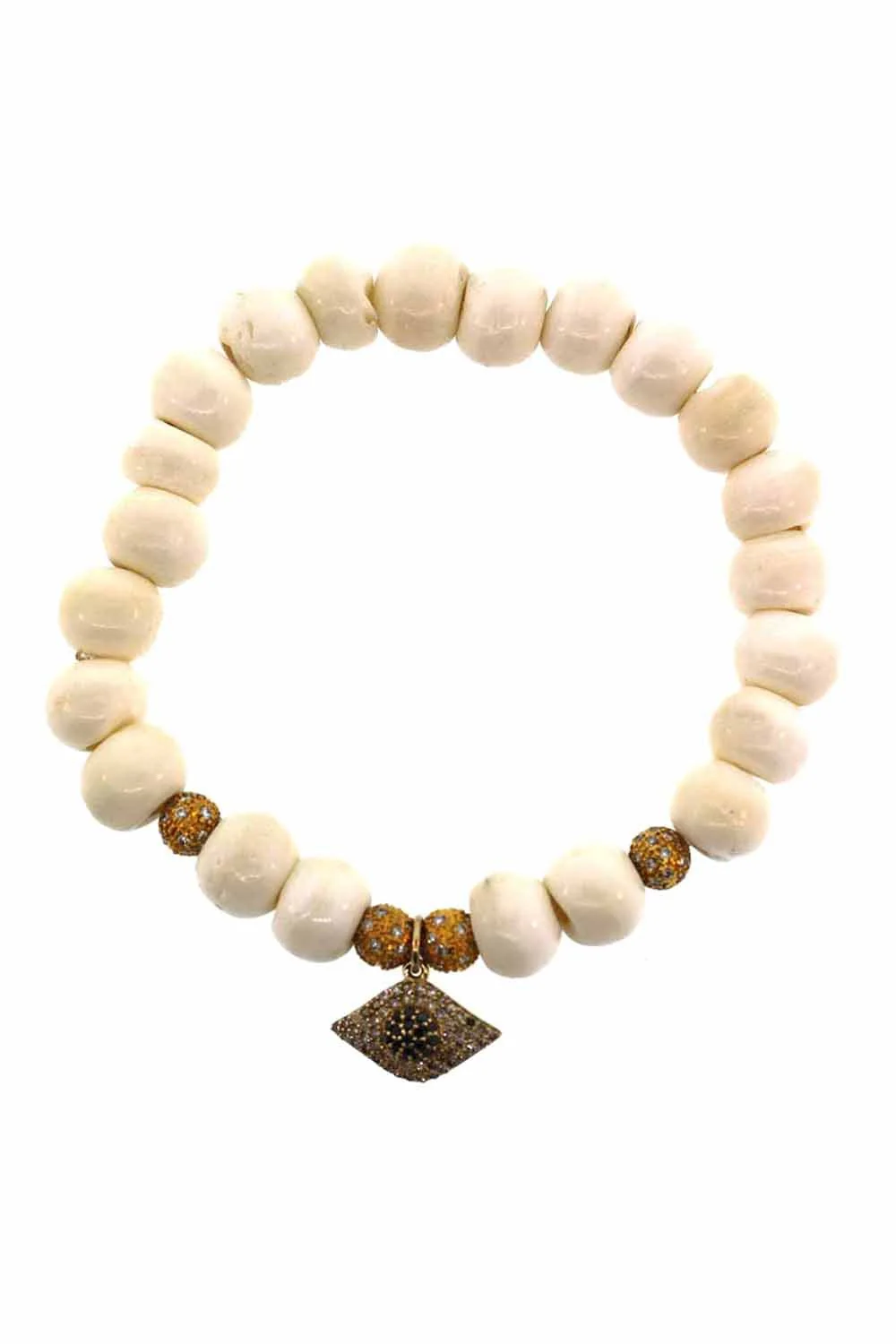 Small Evil Eye Bone Bead Bracelet