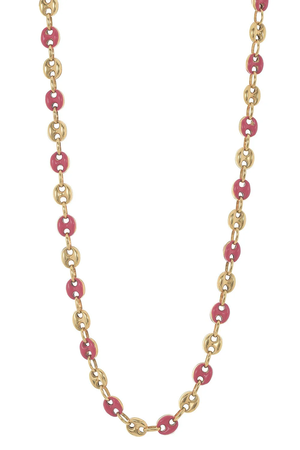 Small Pink Enamel Hollow Mariner Link Chain
