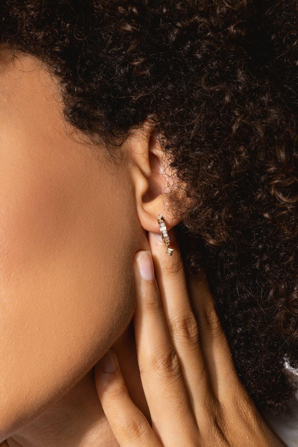 Tiny Gothic Point Baguette Earrings - Image 4