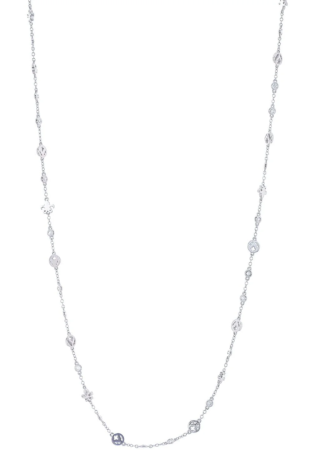 Tiny Logo Gray Diamond Bezel Chain