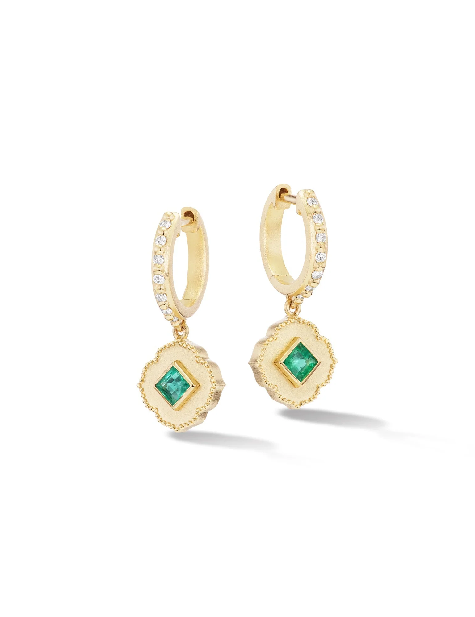 LOTUS PEARL INLAY HUGGIE EARRINGS