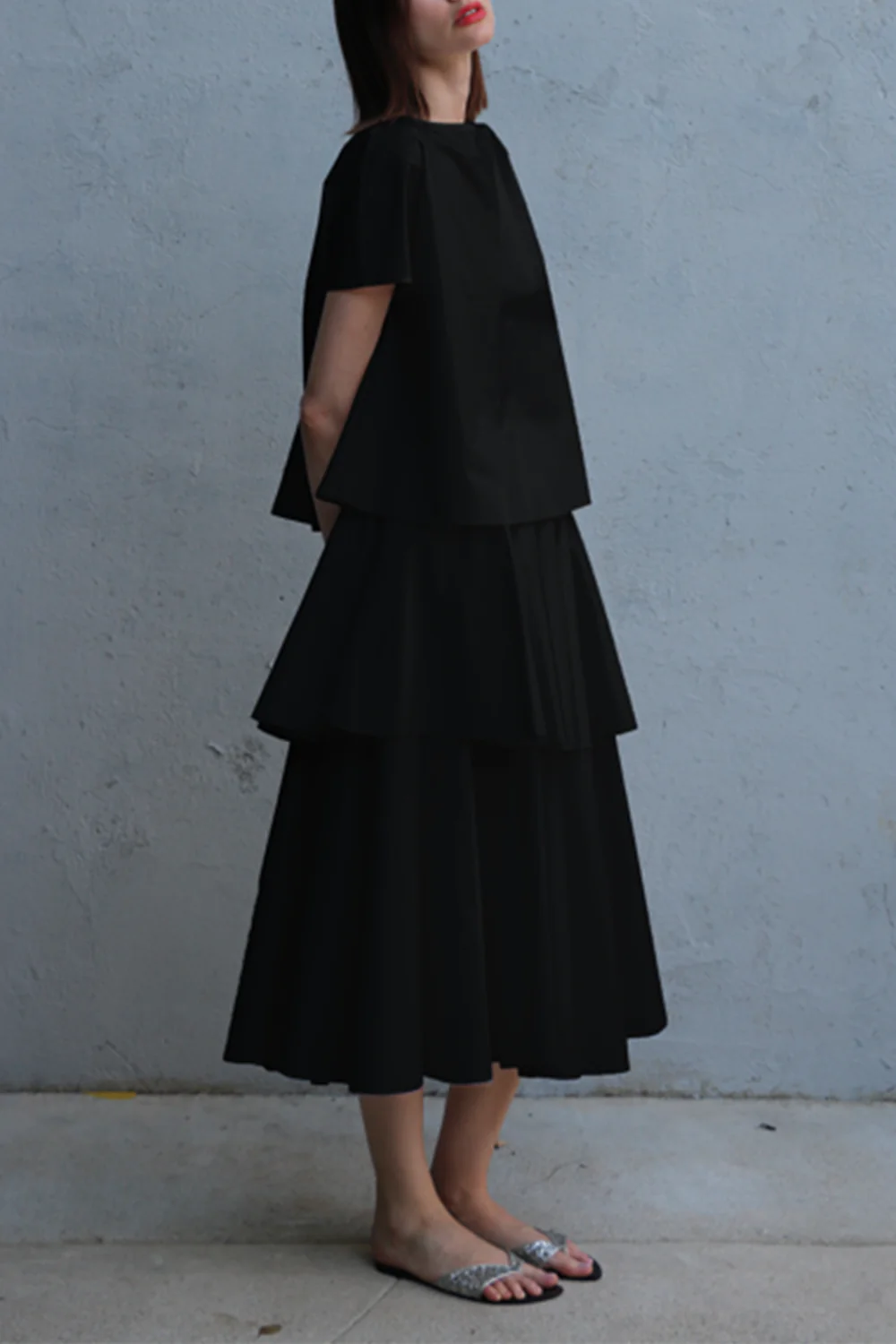 Off the Shoulder Knit Top - Black - Image 3