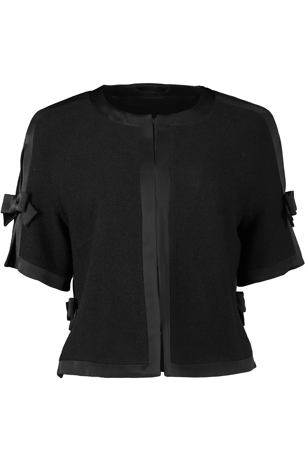 Short Sleeve Bow Satin Details