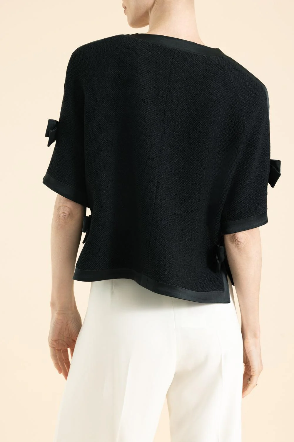 Short Sleeve Bow Satin Details - Image 4