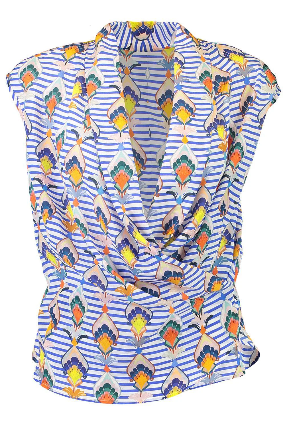 Striped Abstract Floral Blouse