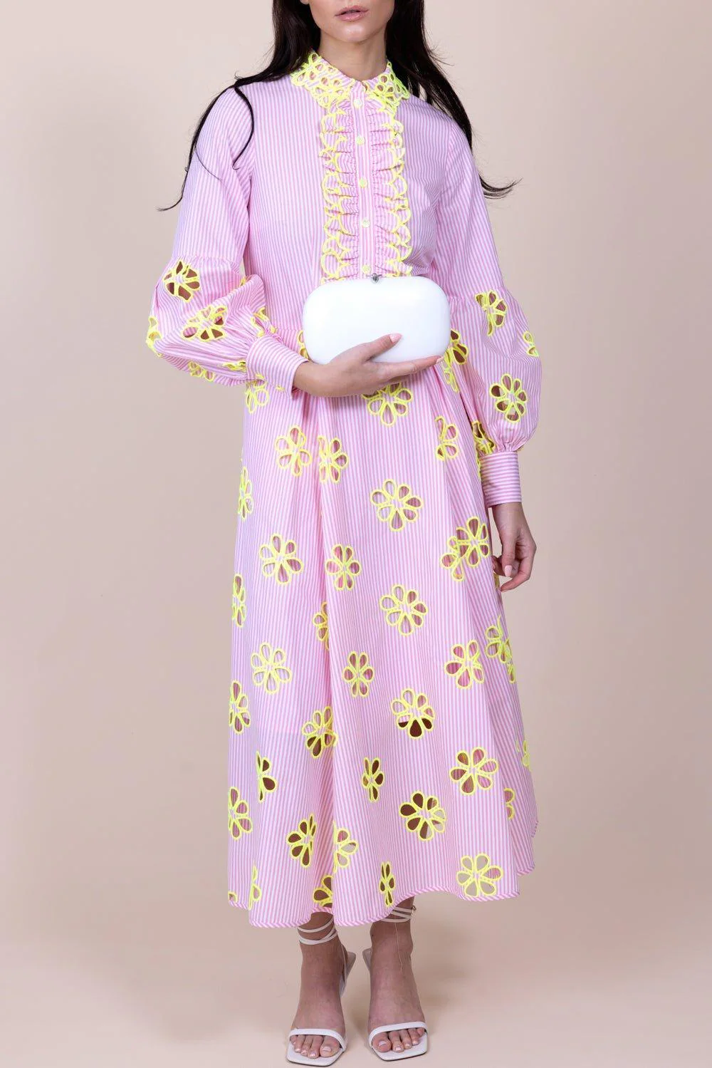 Striped Floral Midi Dress - Image 3