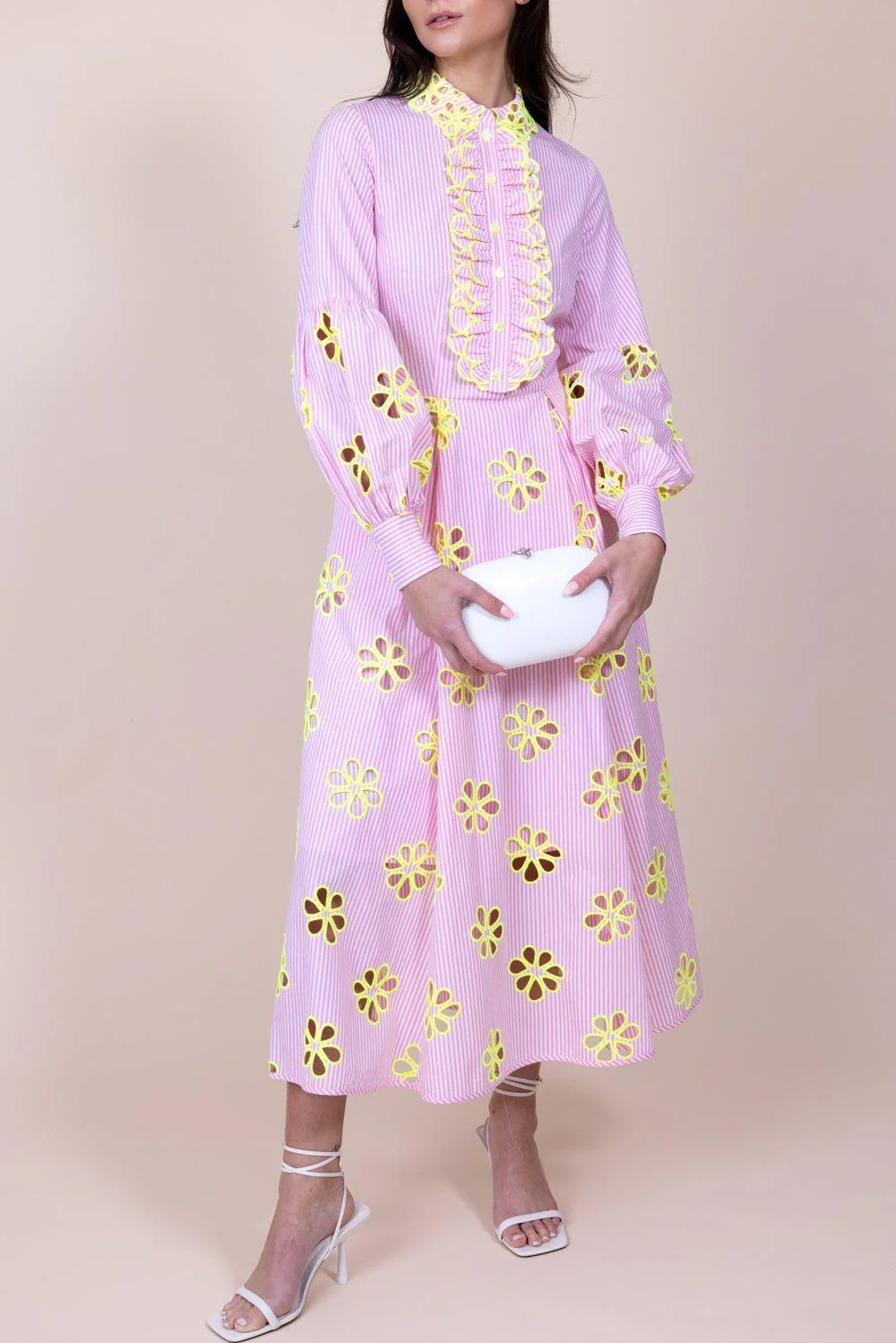 Striped Floral Midi Dress - Image 4