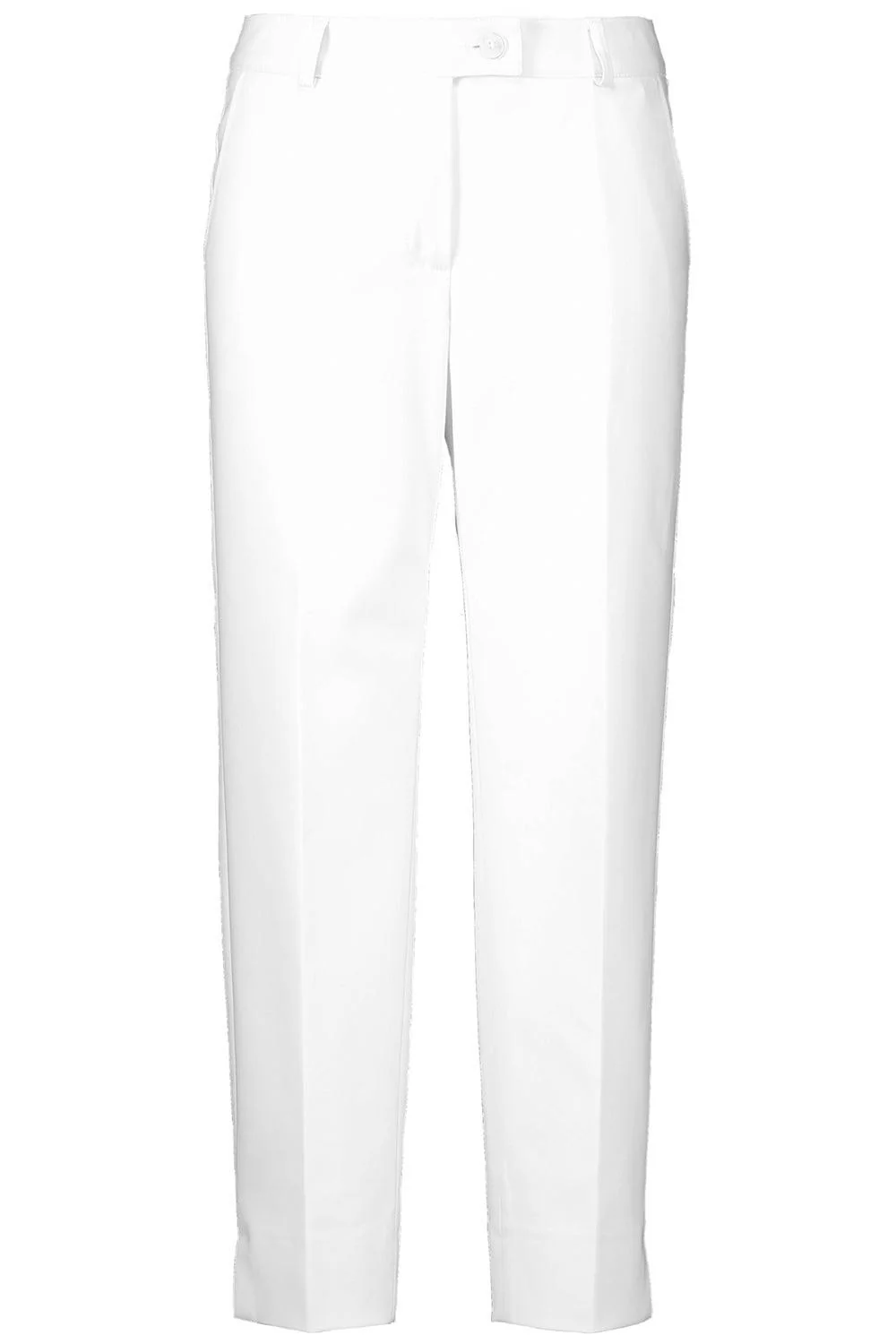 Tab Front Slim Ankle Pant - White
