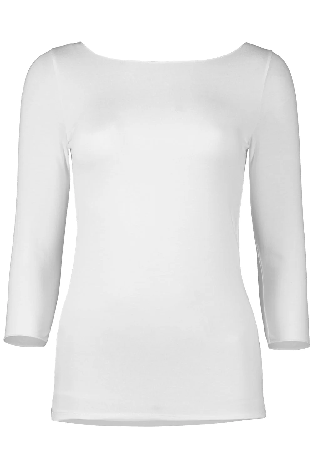 Three Quarter Sleeve Boatneck Tee - Blanc