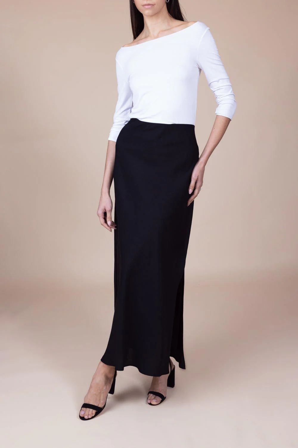 Three Quarter Sleeve Boatneck Tee - Blanc - Image 4