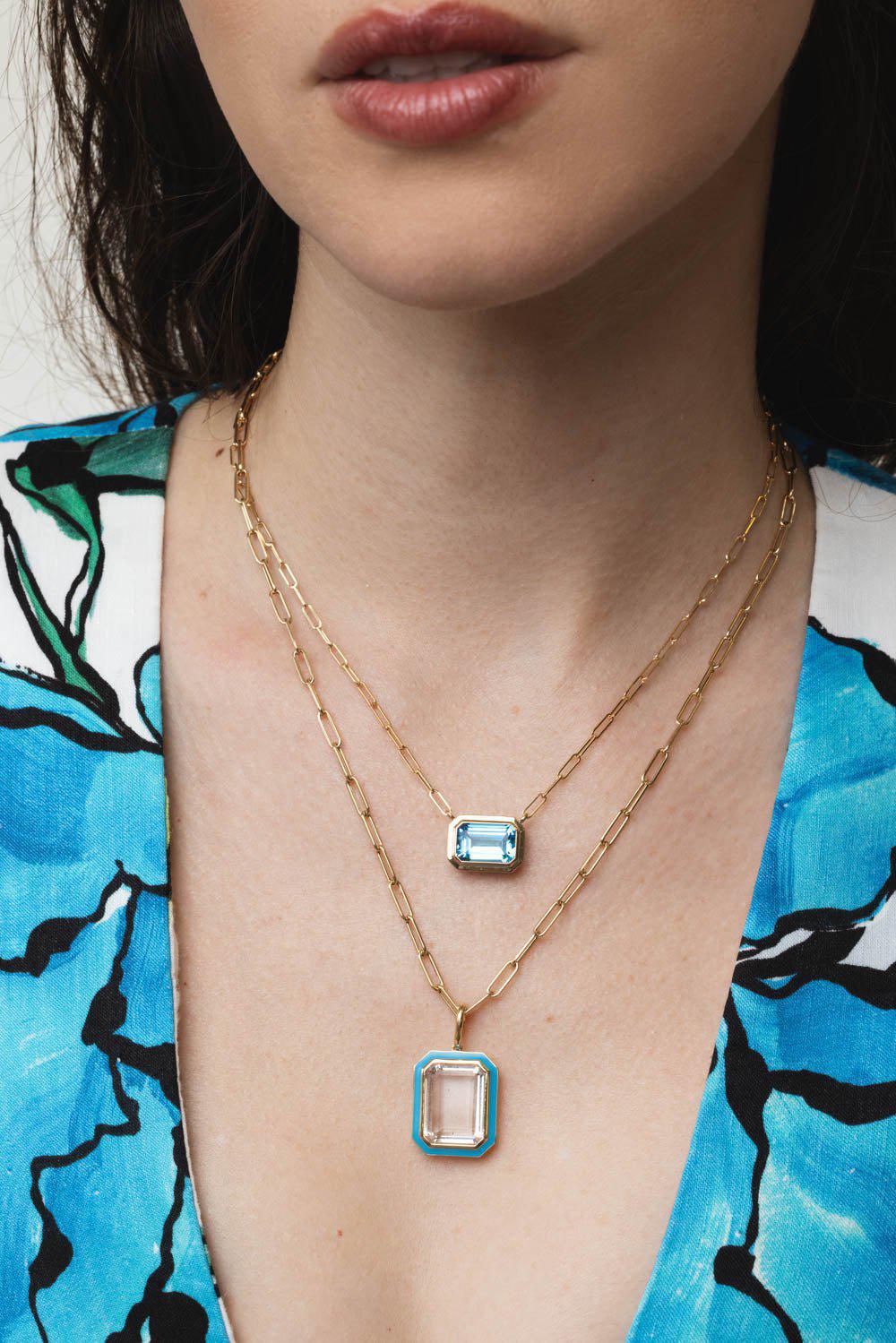 Manhattan Blue Topaz Pendant Necklace - Image 2