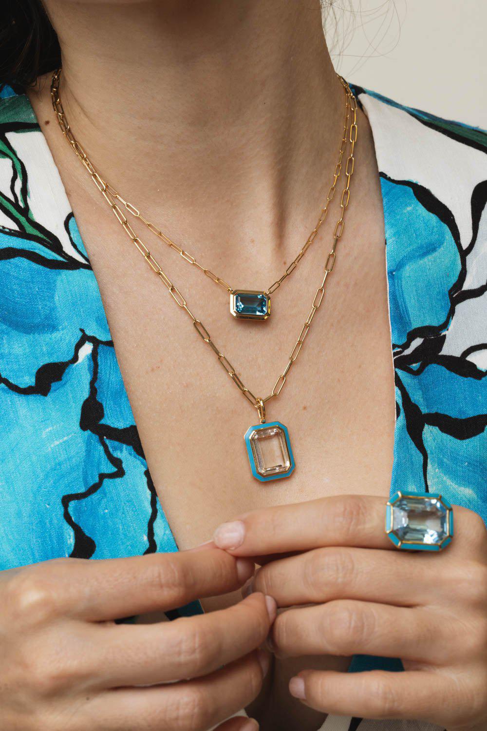 Manhattan Blue Topaz Pendant Necklace - Image 3