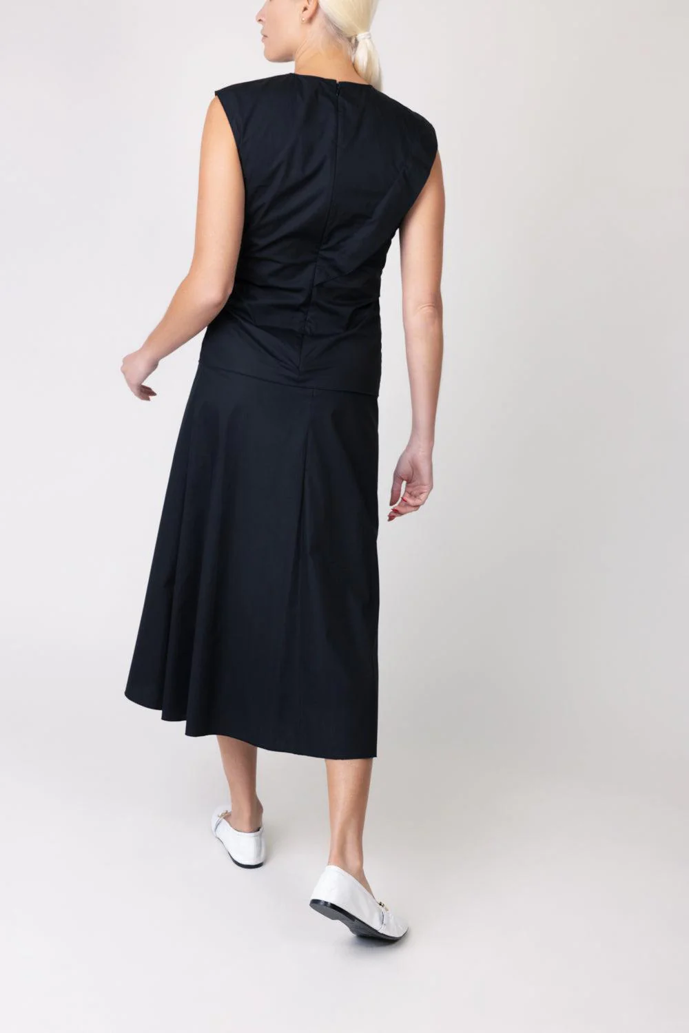 Gathered Midi Skirt - Black - Image 4
