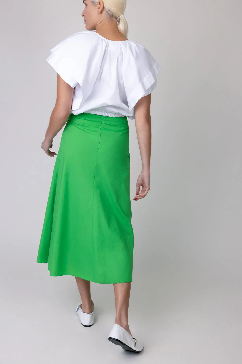Gathered Midi Skirt - Green - Image 4
