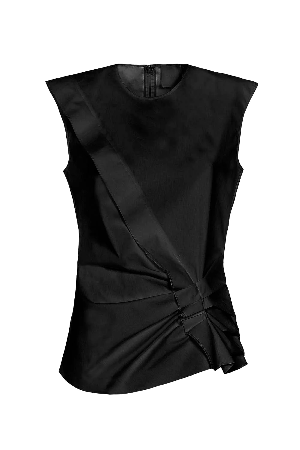 Sleeveless Gathered Top - Black