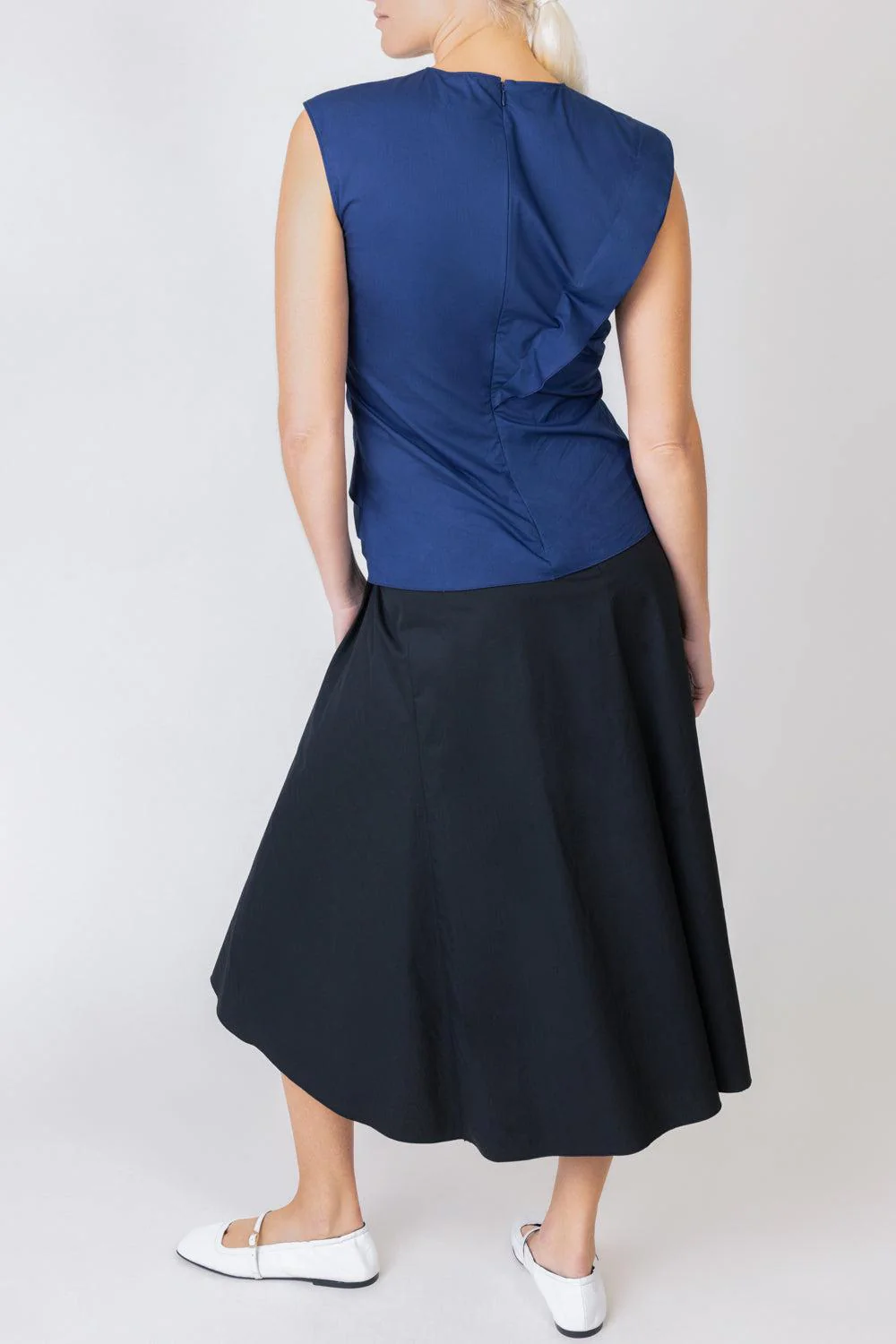 Sleeveless Gathered Top - Navy - Image 4